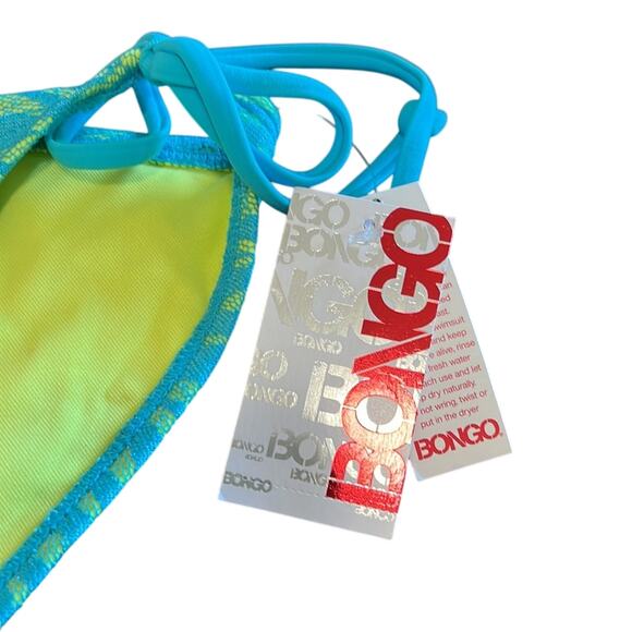 Bongo Juniors L Blue Lace Side Tie Bikini Bottom NWT String Summer Travel - Picture 2 of 5